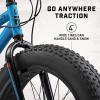 image:imageMongoose Argus Trail or ST Fat Tire Mountain Bike 20 24 or 26 Inch Bike for Kids and Adults 7 or 16 Speed Aluminum or Steel Frame Knobby Mountain Fat Tires Mechanical Disc BrakesBlue