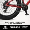 image:imageMongoose Argus Trail or ST Fat Tire Mountain Bike 20 24 or 26 Inch Bike for Kids and Adults 7 or 16 Speed Aluminum or Steel Frame Knobby Mountain Fat Tires Mechanical Disc BrakesRed