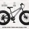 image:imageMongoose Argus Trail or ST Fat Tire Mountain Bike 20 24 or 26 Inch Bike for Kids and Adults 7 or 16 Speed Aluminum or Steel Frame Knobby Mountain Fat Tires Mechanical Disc BrakesGrey