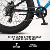 image:imageMongoose Argus Trail or ST Fat Tire Mountain Bike 20 24 or 26 Inch Bike for Kids and Adults 7 or 16 Speed Aluminum or Steel Frame Knobby Mountain Fat Tires Mechanical Disc BrakesBlue